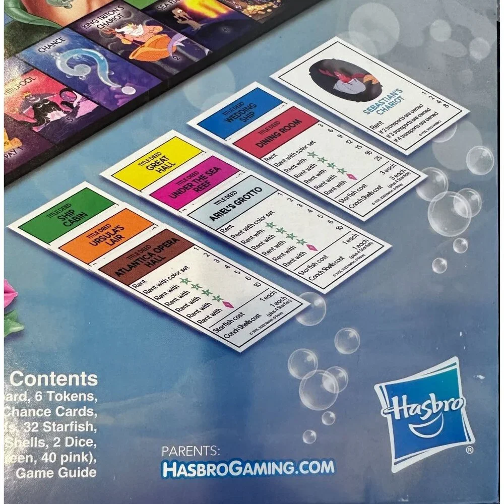 Monopoly Disneys The Little Mermaid Edition 8+ Ariel Ursula Eric Sabastian‎ NEW